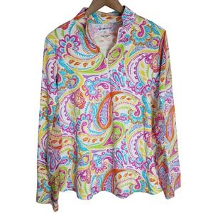 IBKUL Performance Top Women's XL Long Sleeve Mesh Pink Multicolor